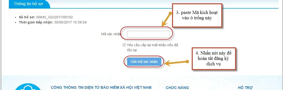 Màn hình kích hoạt giao dịch điện tử BHXH Màn hình kích hoạt giao dịch điện tử BHXH