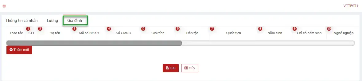 Tab gia đình trong hồ sơ người lao động vBHXH Tab gia đình trong hồ sơ người lao động vBHXH