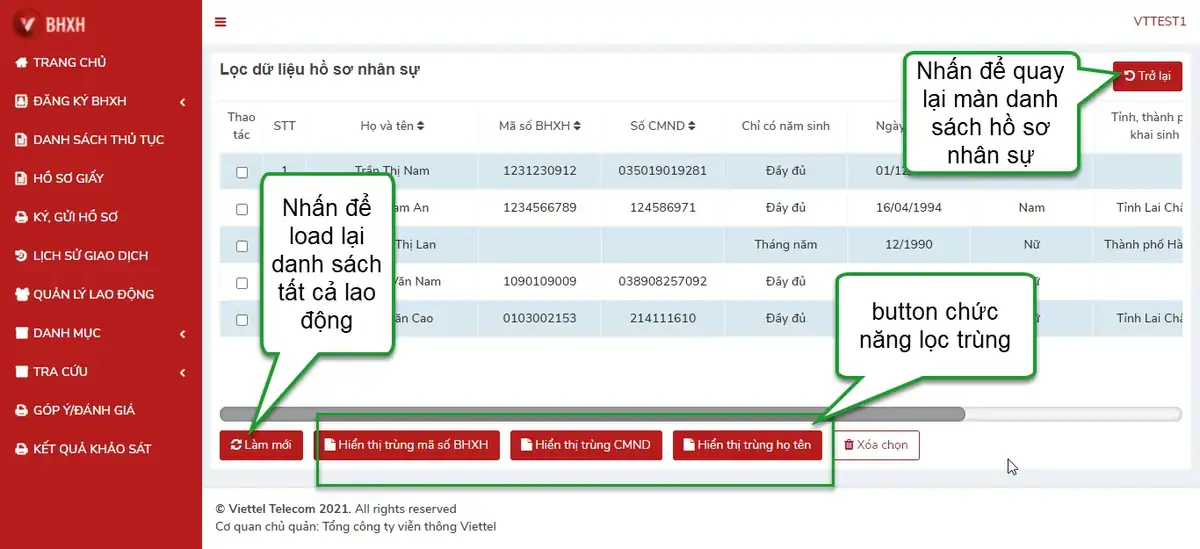 Lọc và xóa hồ sơ nhân sự trùng trên vBHXH Lọc và xóa hồ sơ nhân sự trùng trên vBHXH