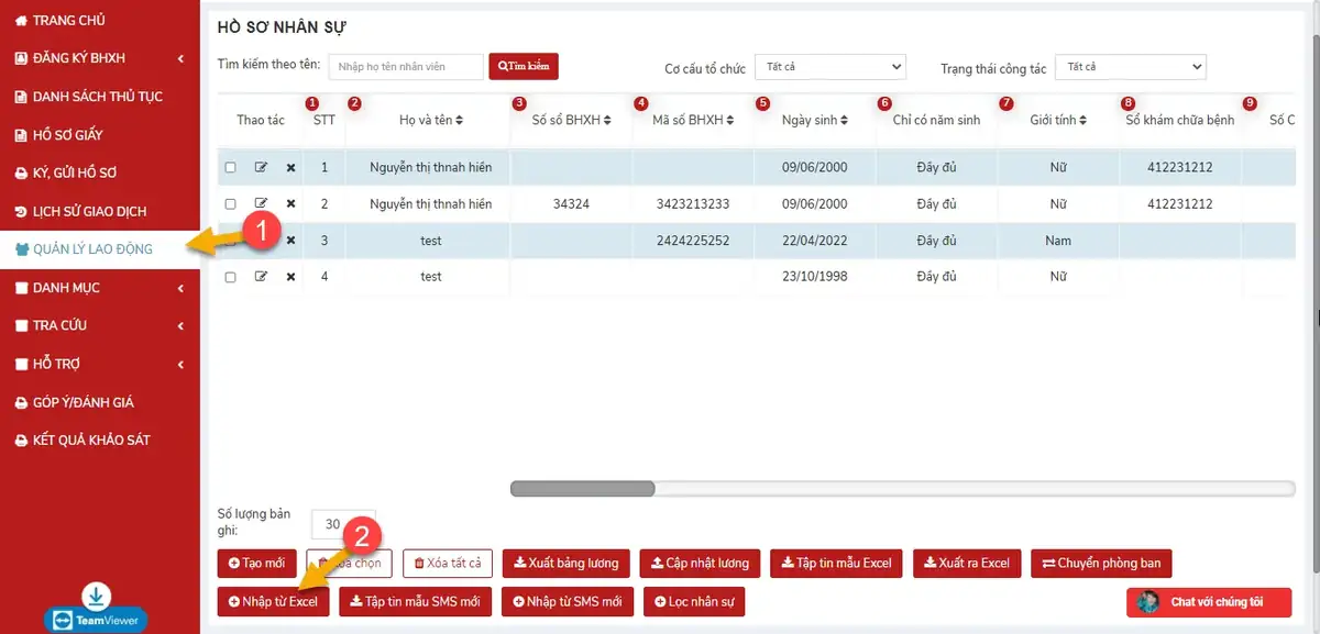 Chọn nhập dữ liệu từ vBHXH App lên Web Chọn nhập dữ liệu từ vBHXH App lên Web