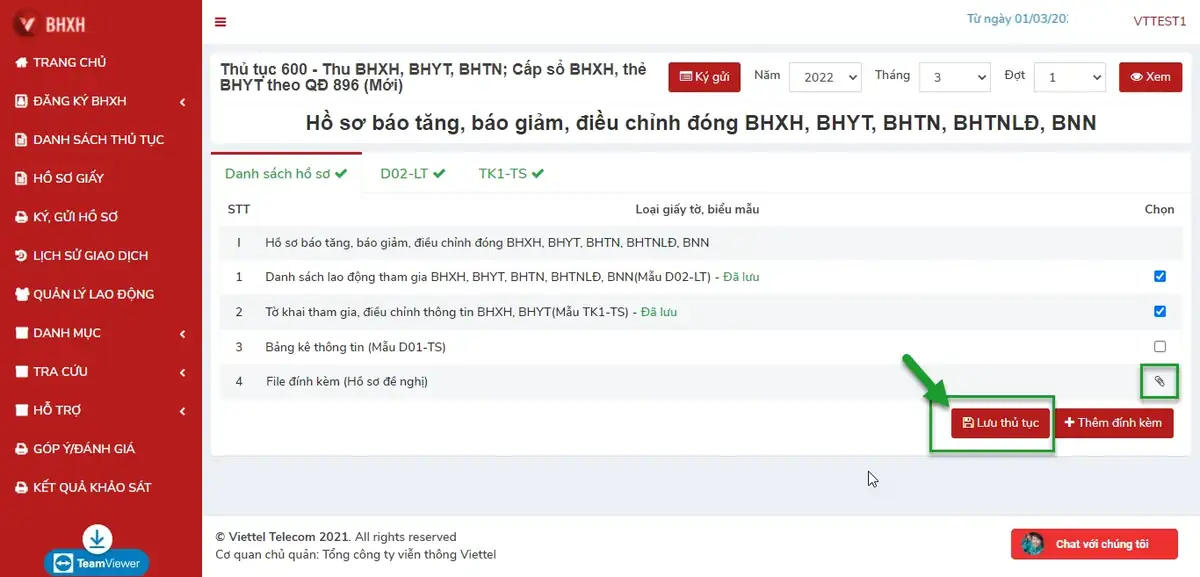Màn hình kê khai danh sách D02 trên vBHXH Màn hình kê khai danh sách D02 trên vBHXH