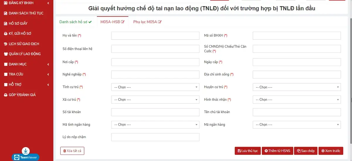 Kê khai phụ lục M05A-HSB trên vBHXH Kê khai phụ lục M05A-HSB trên vBHXH