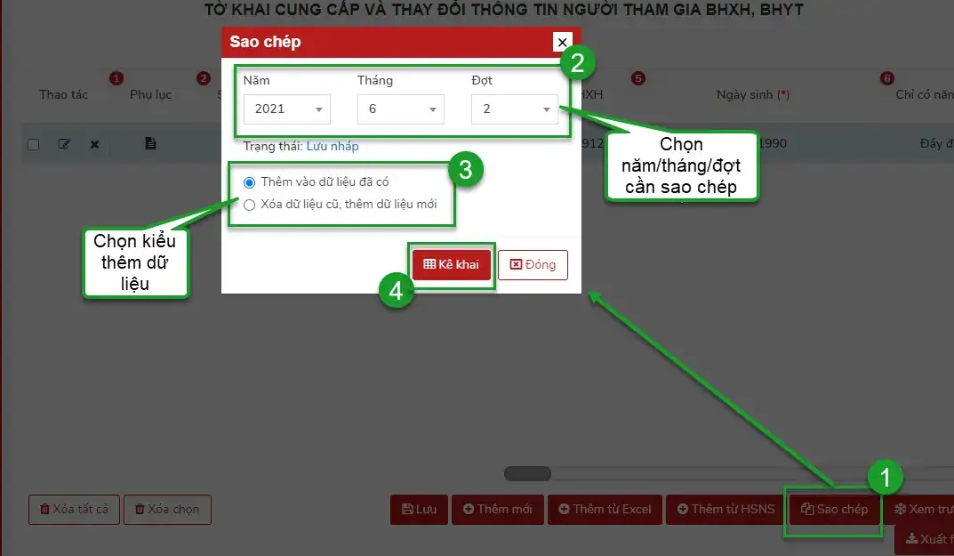 Sao chép dữ liệu hồ sơ giấy trên vBHXH Sao chép dữ liệu hồ sơ giấy trên vBHXH