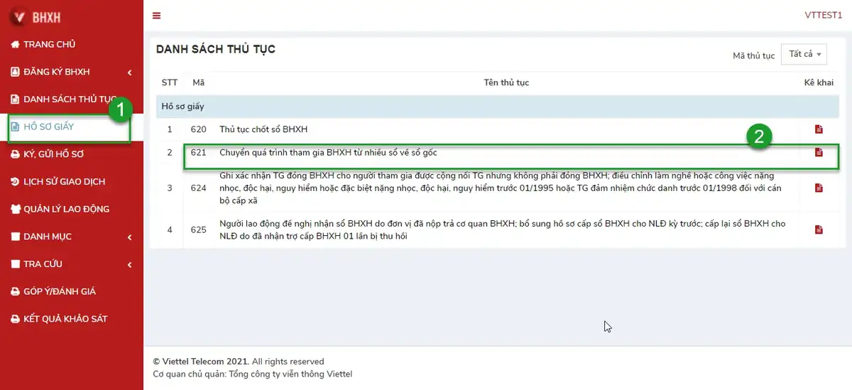 Kê khai hồ sơ giấy thủ tục 621 Kê khai hồ sơ giấy thủ tục 621