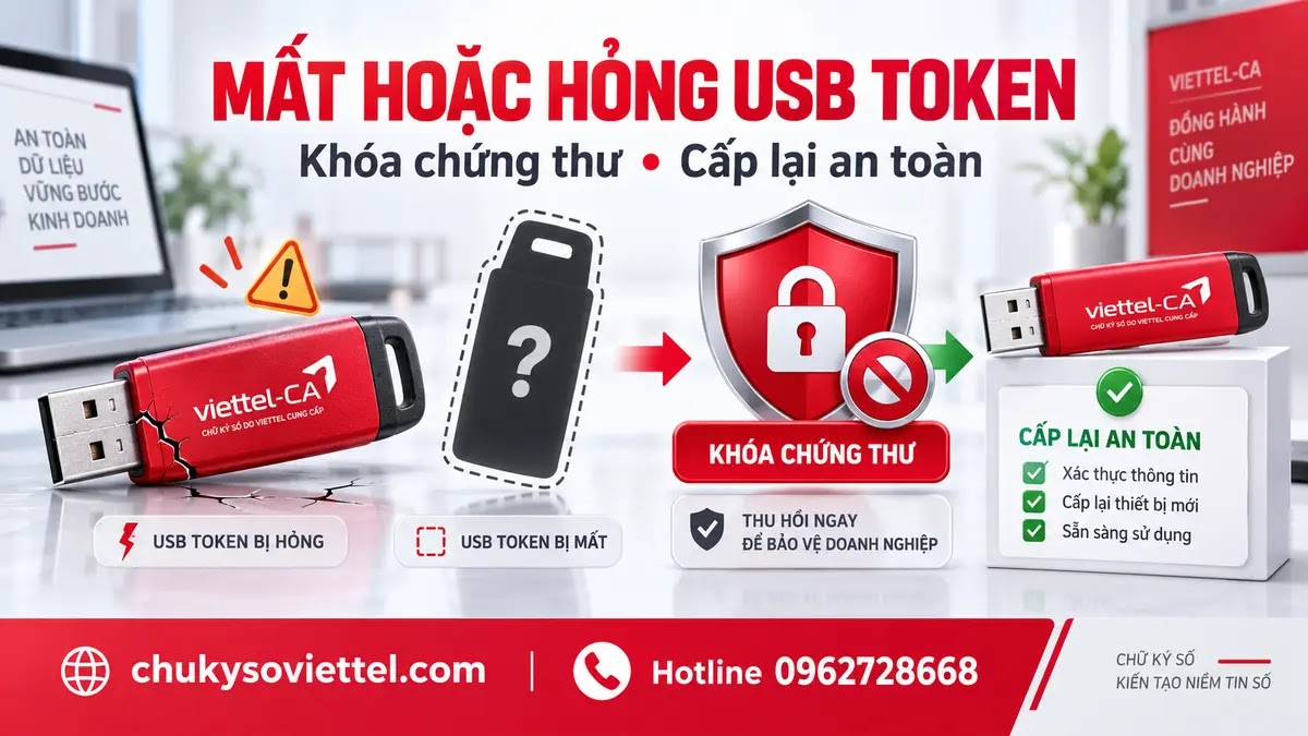 Mất hoặc hỏng USB Token Viettel-CA cần làm gì? Quy trình xử lý khi mất hoặc hỏng USB Token Viettel-CA