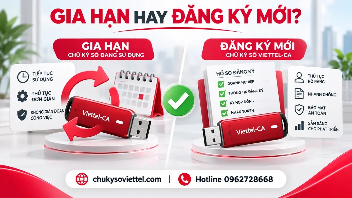 Gia hạn hay đăng ký mới Viettel-CA? So sánh gia hạn và đăng ký mới chữ ký số Viettel-CA