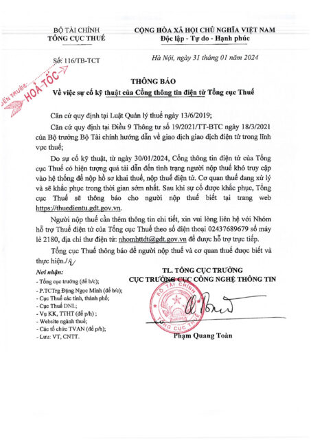 công điện hoả tốc của thuế